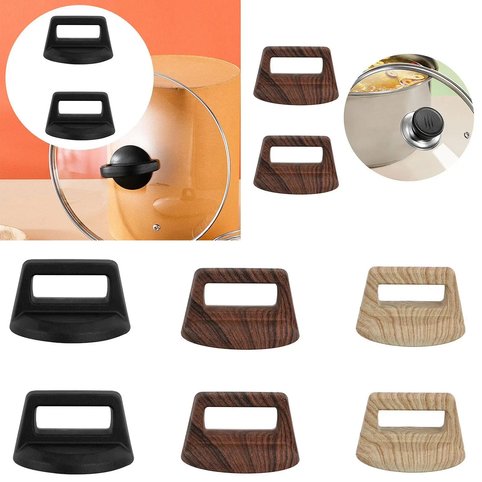 

2Pcs Pot Lid Covers Heat Resistant Wooden Handgrip Knob for Oil Pans Kettles