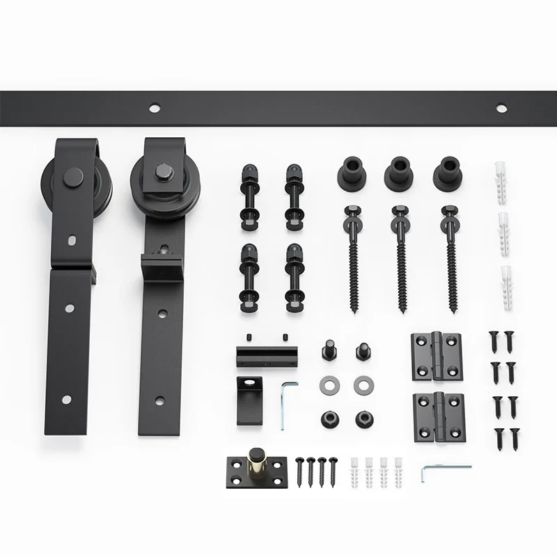

Barn door hanging rail folding sliding door slide rail hardware guide rail door pass accessories unilateral bilateral fold