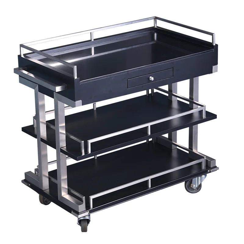 High-end Restaurant Service Car Hotel Multi-functional Food Delivery Trolley Large Size Cake Dim Sum Wine Hot Pot Side Dish