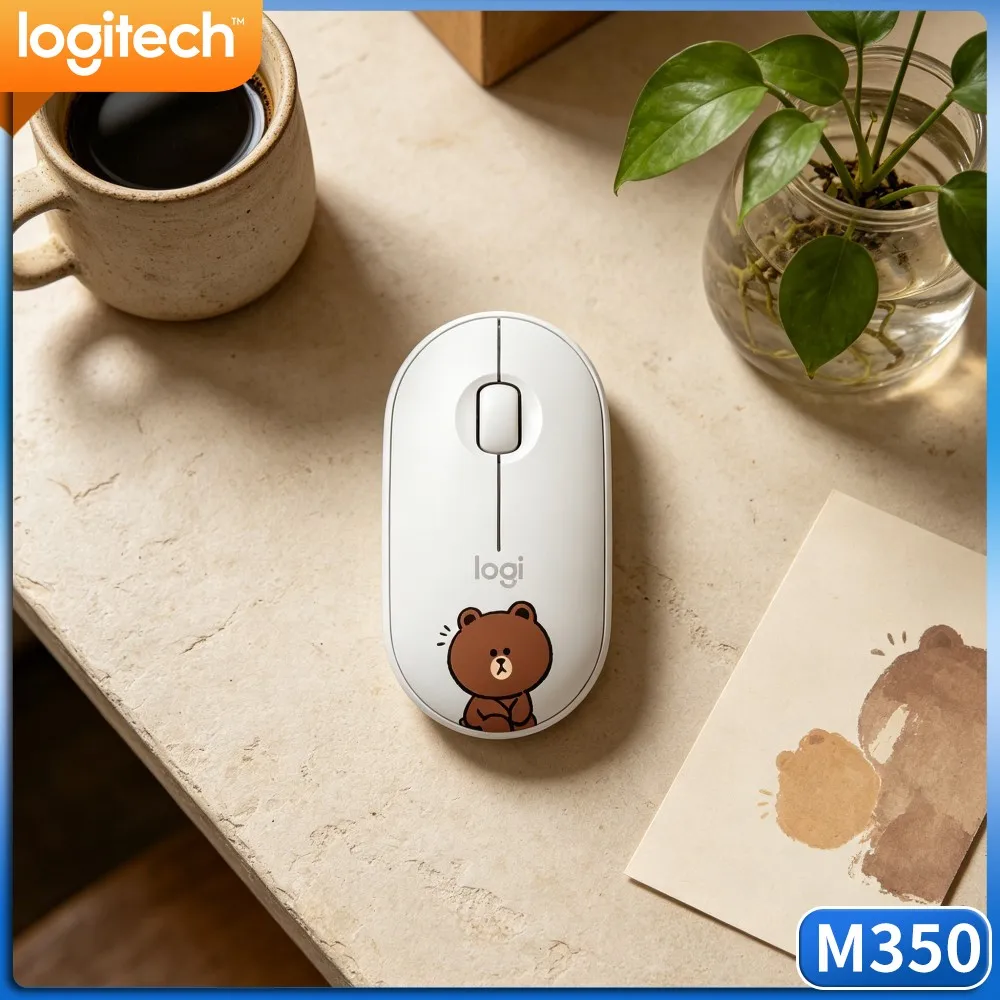 Slim Travel Wireless Mouse Logitech M350 PEBBLE Silent Click Long Battery For Notebook PC Tablet Office Use