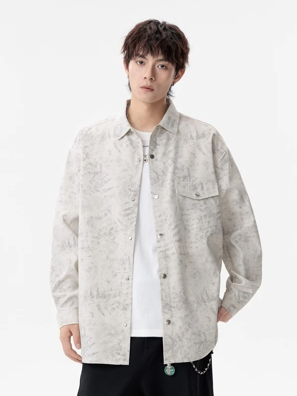 เสื้อแจ็คเก็ตผ้าโพลีเอสเตอร์ทรงหลวม สไตล์ลำลอง แฟชั่น สำหรับผู้ชาย ใส่ทำงาน ใส่เที่ยว ฤดูใบไม้ผลิ ฤดูใบไม้ร่วง รุ่นใหม่