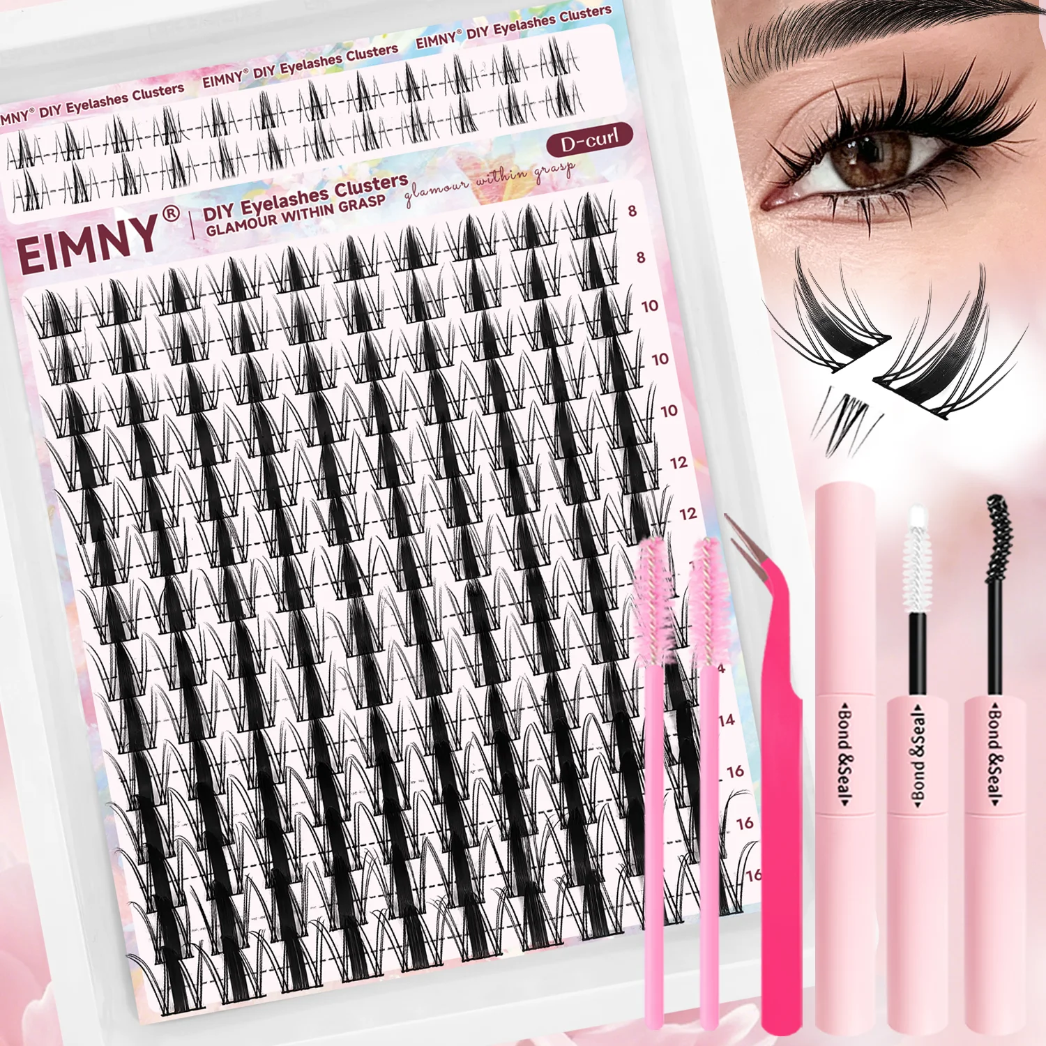 140/164 Stück Feenwimpern-Cluster, Manga-Wimpern-Cluster mit Werkzeugset, C-Curl DIY Spiky Wimpern, Mix 8-16mm Natürliche Anime-Wimpern – Detail 7