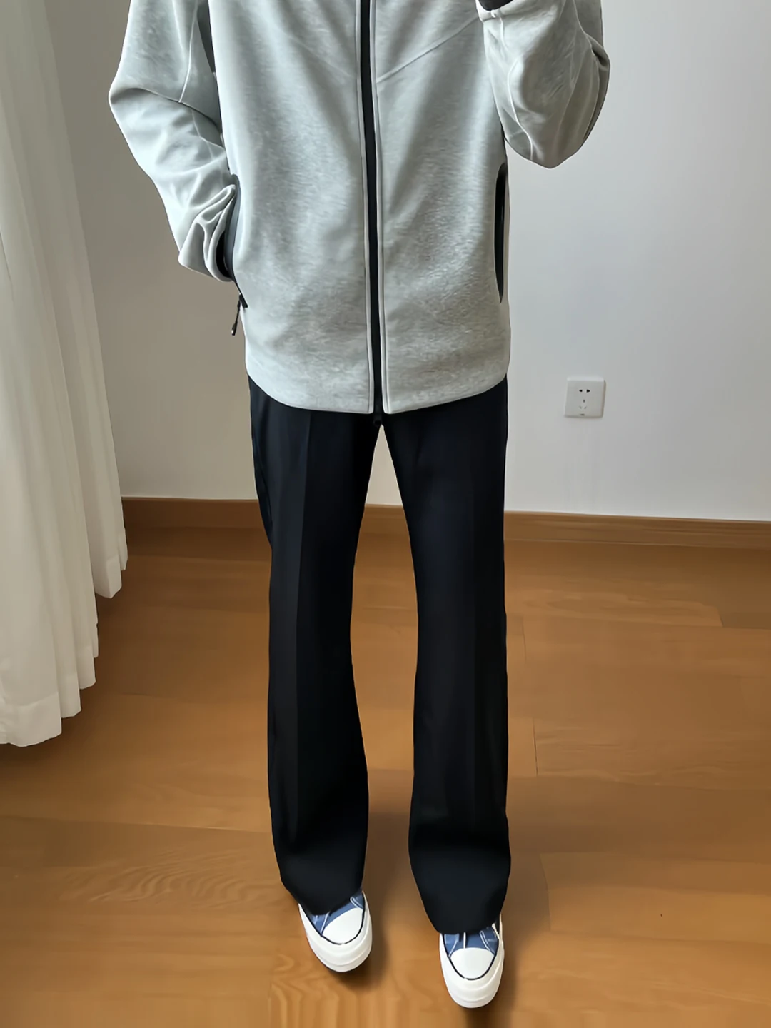 

Black Straight Leg Men's Trousers Drapey Feel Extended Length Casual Pants High Waist Slim Fit Westwear Youth Fashion