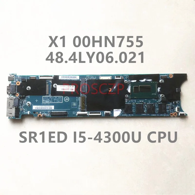 MAINBOARD สําหรับ LENOVO Thinkpad X1 แล็ปท็อป 00HN755 48.4LY06.021 พร้อม SR1ED I5-4300U CPU 100% เต็มทดสอบทํางานได้ดี