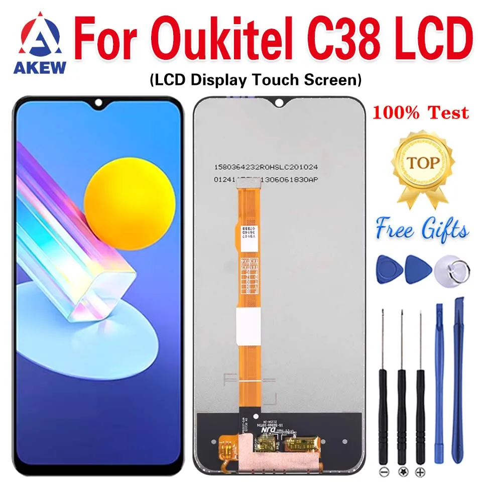 AKEW 6,6 ''Новый оригинальный ЖК-дисплей для OUKITEL C38, Oukitel C38, дигитайзер сенсорного экрана в сборе, запасные части для телефона Pantalla