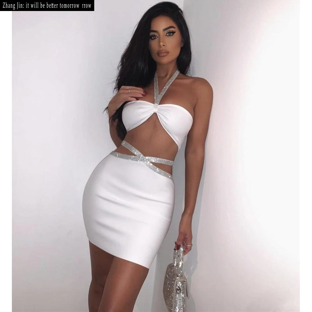 Nuevo Vestido de Noche Sexy con Escote en Forma de Corazón y Pedrería, Estilo Urbano, para Vacaciones, Falda en Línea A