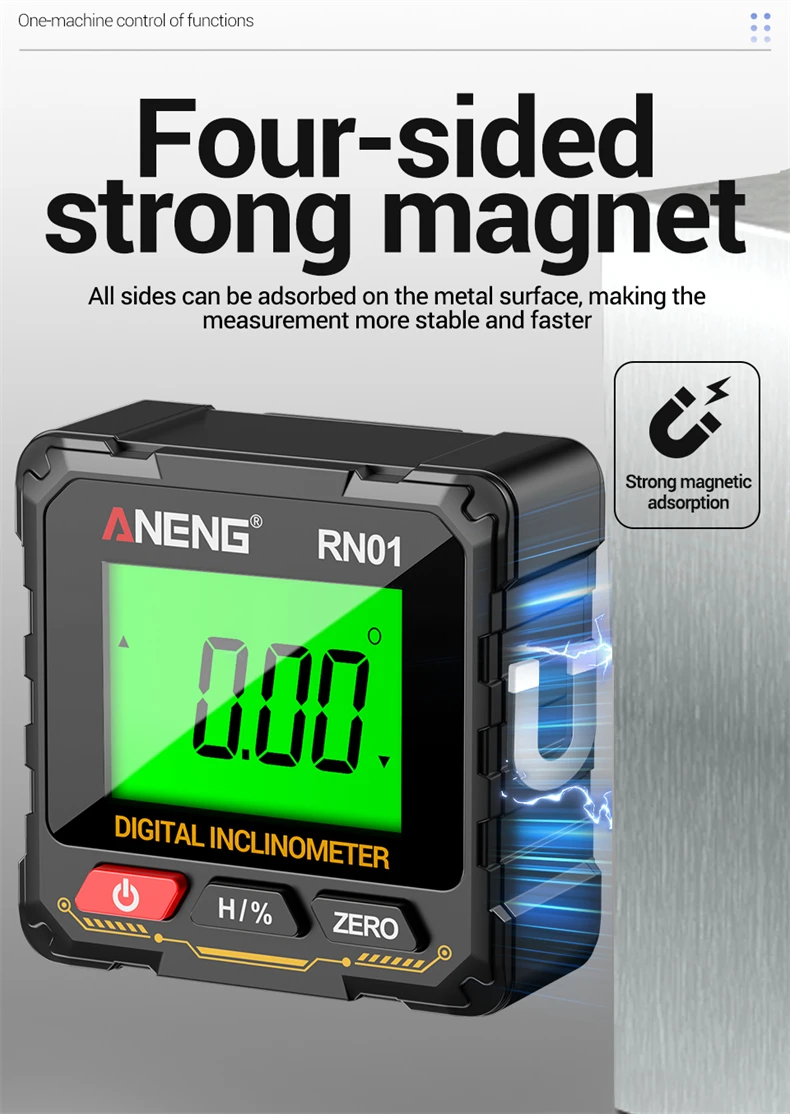 ANENG RN01/RN02/RN03 Digitaler Neigungsmesser Vierseitig Magnetisch Automatische Bildschirmumklappung Multifunktionaler Mehrwinkel-Horizontalmesser – Detail 8