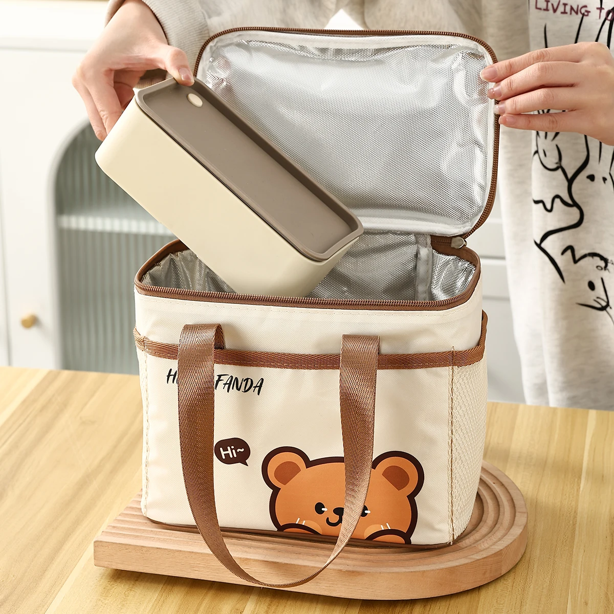 WORTHBUY Portable Insulated Lunch Box Storage Bag Waterproof&Dustproof Bento Bag Large Capacity Picnic Handbag Food Thermal Bag