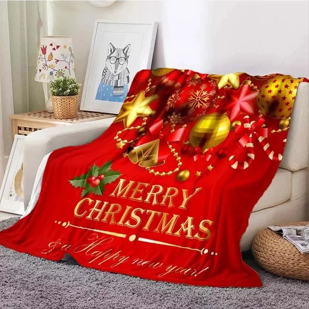 Throw Blanket Santa Claus Blankets Snowman Flannel Blanket Sleep Travel Sofa Bed Christmas Decor