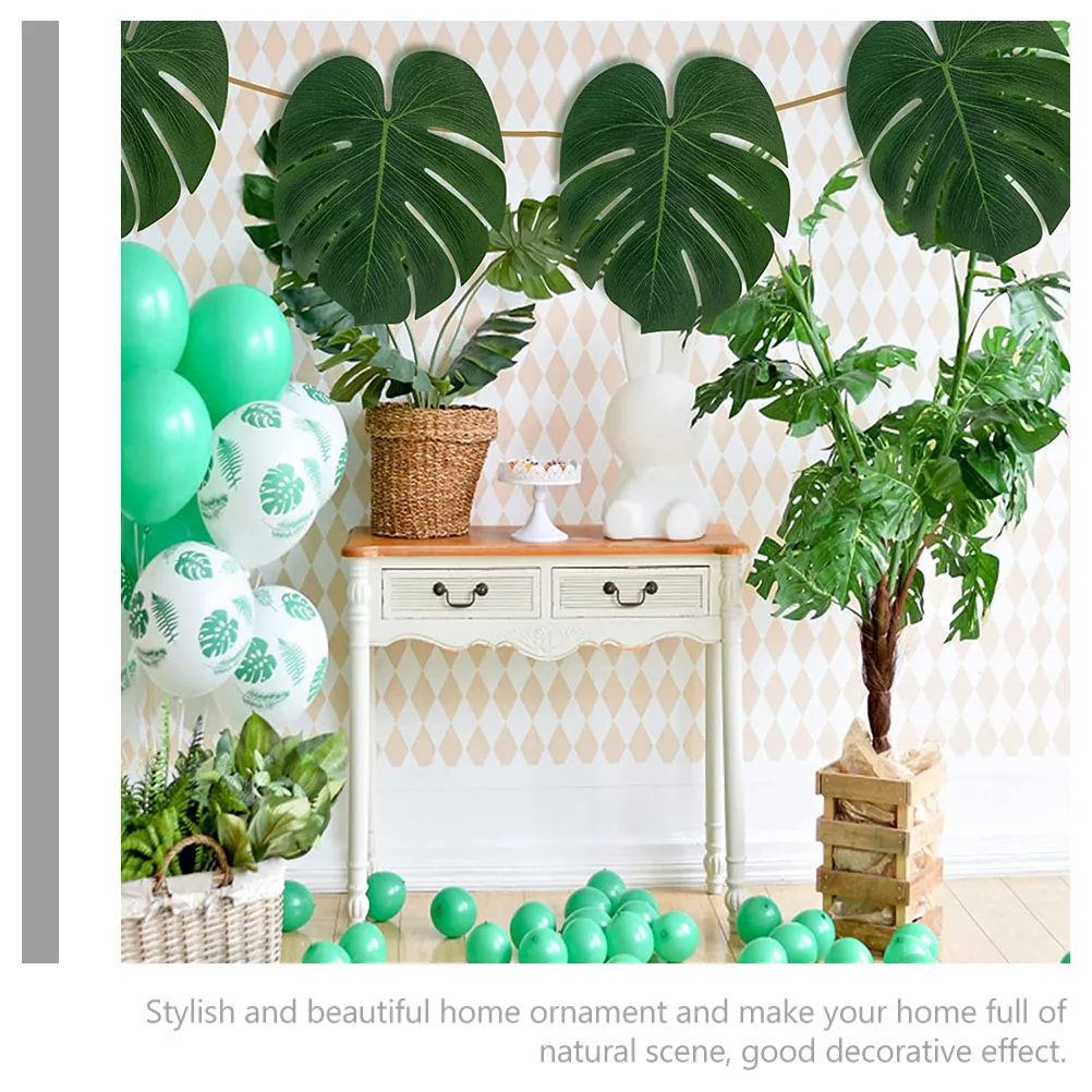 

12pcs Artificial Monstera Leaves Fake Realistic Leaf Decorative For Home Party Event Photography Props Faux Green Leaf