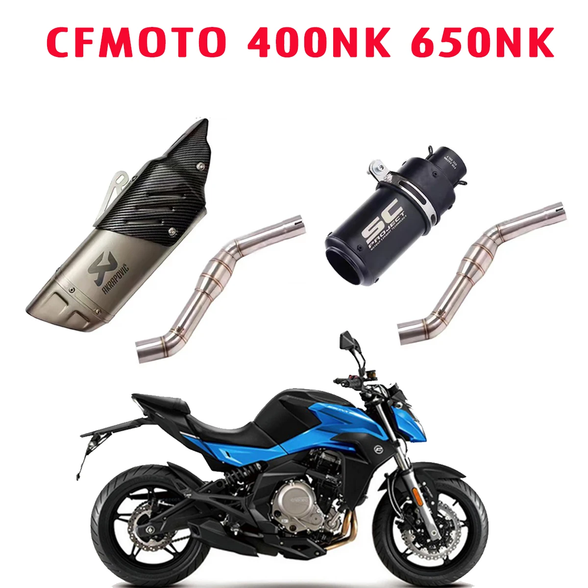 Motorcycle accessories stainless steel interrupted exhaust muffler carbon fiber cover Fit for CFMOTO 400NK 650NK NK650 NK 400