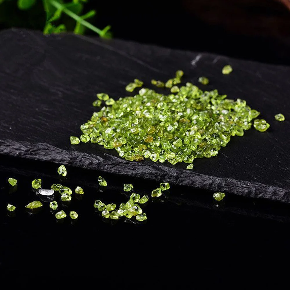 2-4mm Beautiful Natural Peridot Olivine Chips Polished Gravel Stone Reiki Healing Crystal Mineral Specimen DIY Garden Decor