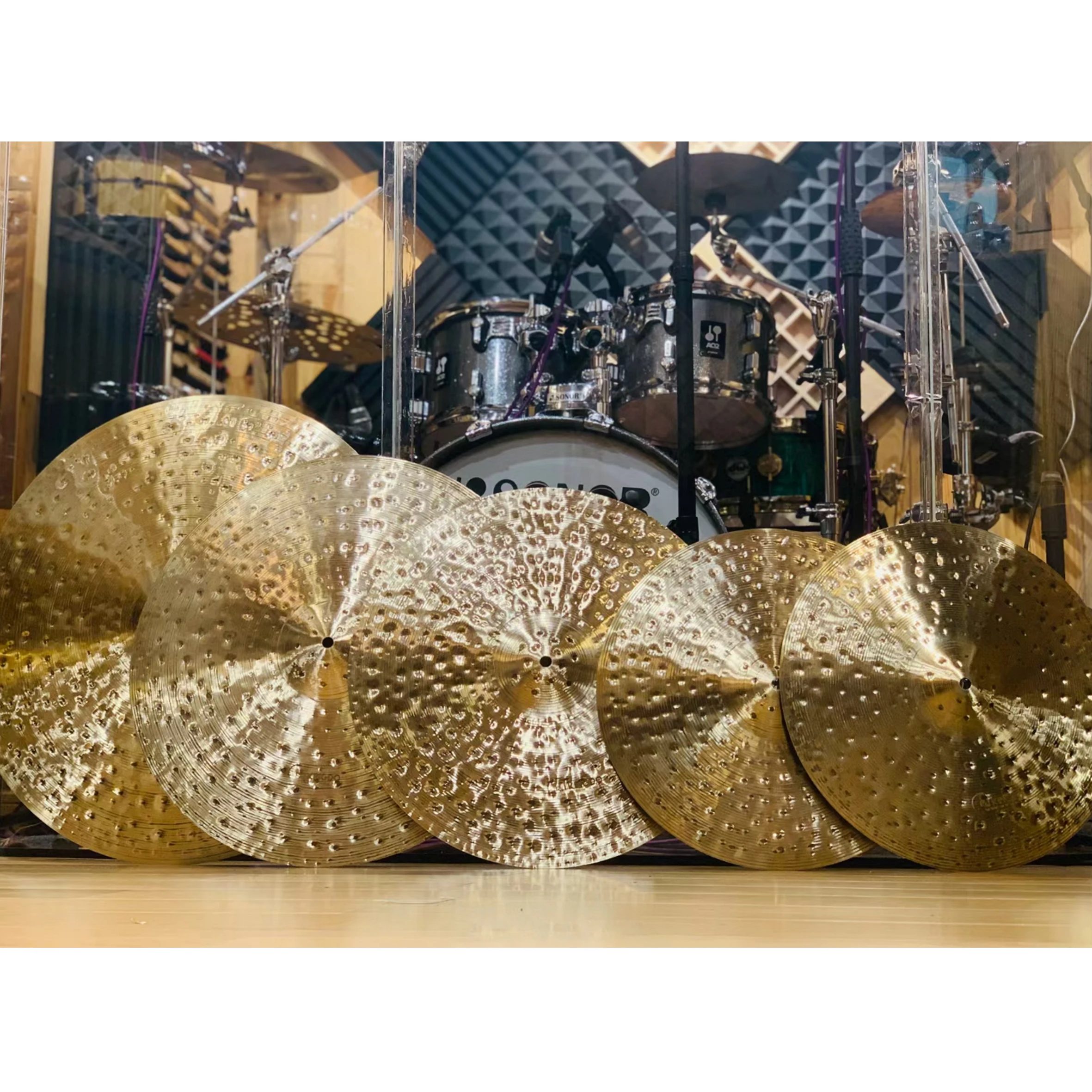 High‑Quality 100% Handmade B20 5‑Piece Drum Cymbal Pack Percussion Kit for Drum Set Home Stage Music Performance Practice