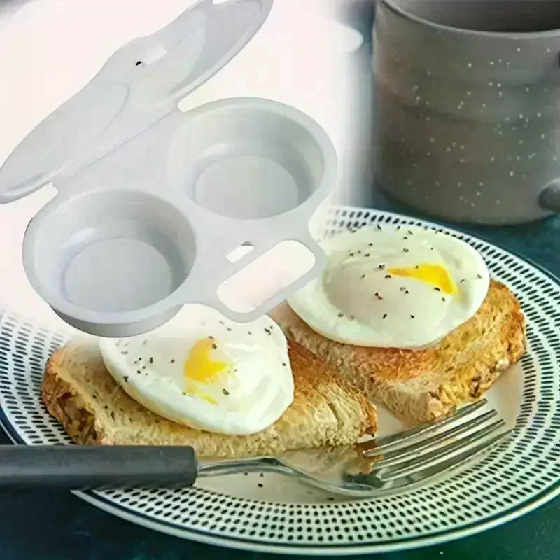 Grade Plastic Microwave Egg Poacher 2 Cavity Design Heat Resistant Perfect For Home Kitchen Breakfast Food