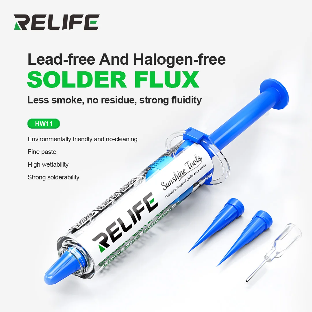 RELIFE HW11 Lead Free Halogen Free Soldering Flux Low Smoke No Clean High Insulation Paste for Mobile Phone Motherboard Repair