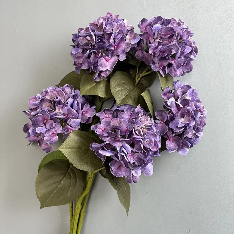 Artificial Flowers 3D Printed 62cm Hawaiian Hydrangeas Twigs for Holiday Party Decoration Simulated Hydrangea Purple Blue Flower