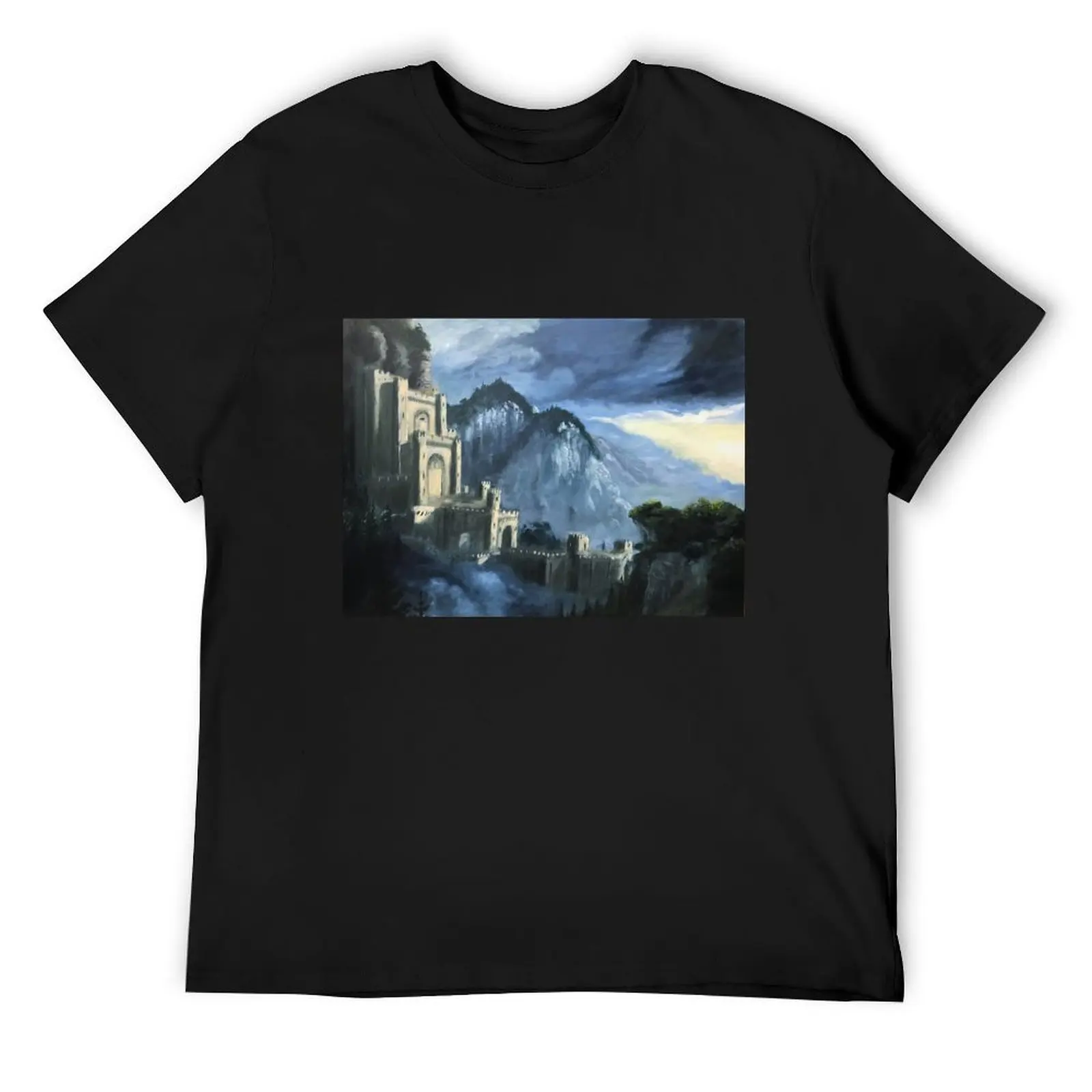 Kaer Morhen Oil Painting T-Shirt graphic t shirt vintage tops blue archive oversized t shirt men clothings