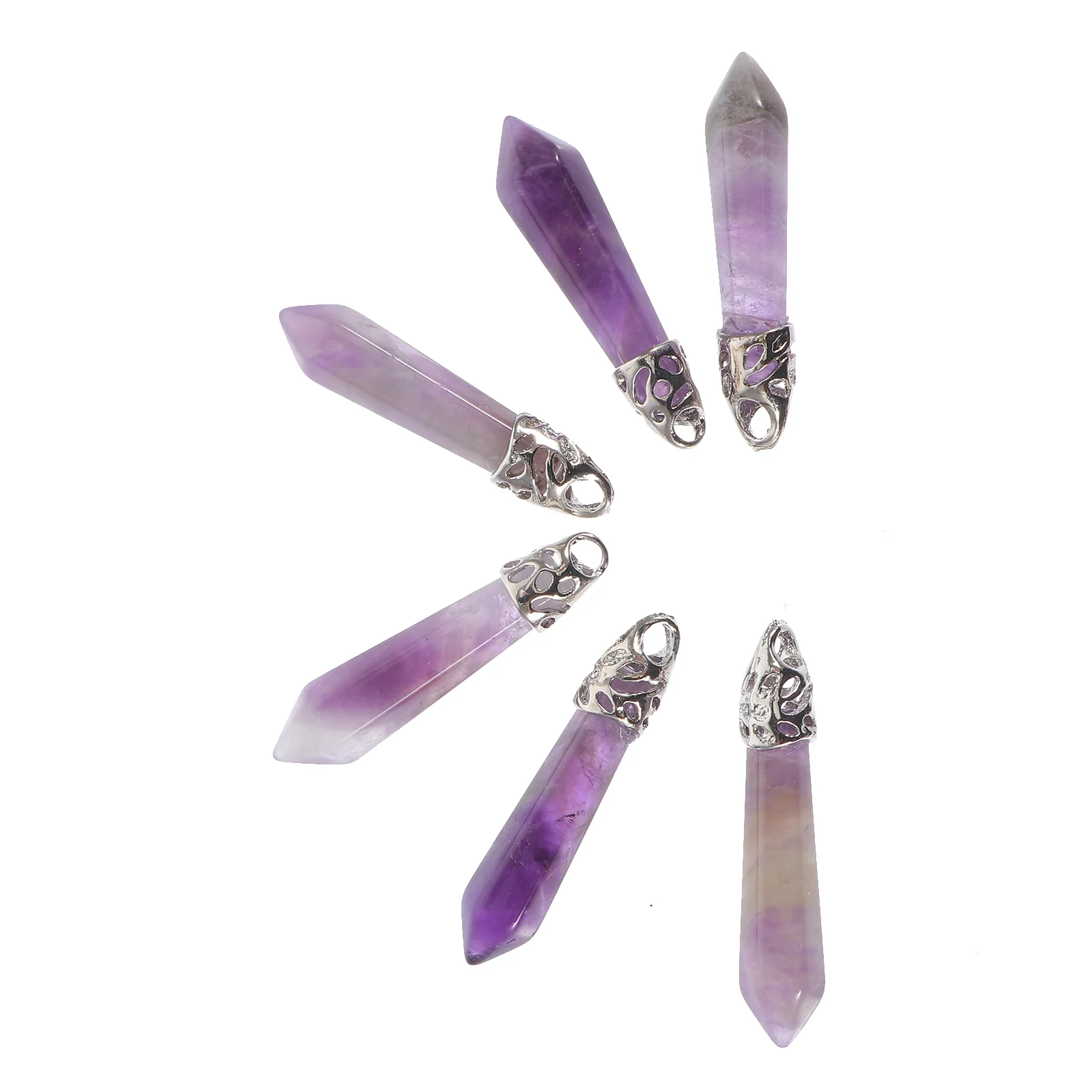 

6 Pcs Hexagonal Crystal Pendant Earring Fashion Earrings Charms Purple Gemstone DIY Jewelry Making Column