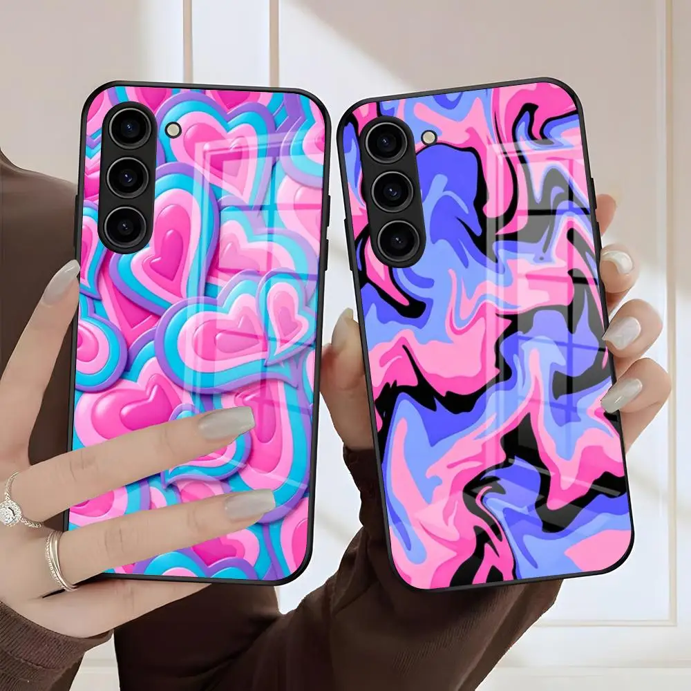 Abstract Curve Colors Phone Case For Samsung S26 S25 Edge S24 S23 S22 Ultra Plus Fe A57 A37 A17 A56 5G Glass Cover