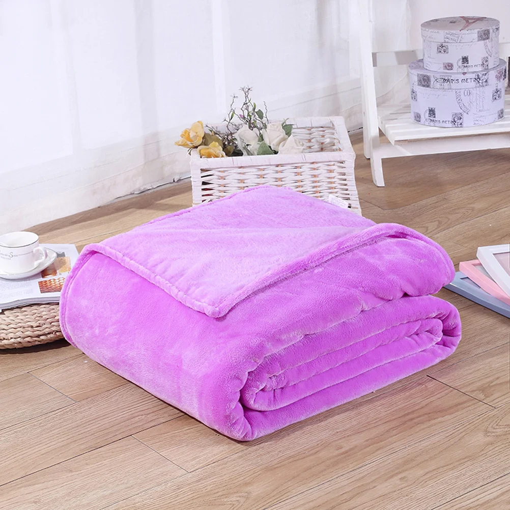 

Coral Fleece Blanket 65X93Cm Light Purple Super Soft Warm Thick Flannel Blanket For Winter Travel Camping Home Use