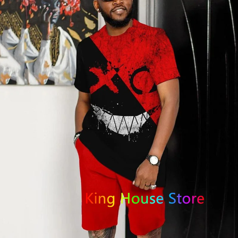 Summer Sportwear Suit Short Sleeve TShirt short Pants Jogger Set Men 2 Piece Set Tracksuit 3D Trend Oversized Man Outfit Clothes