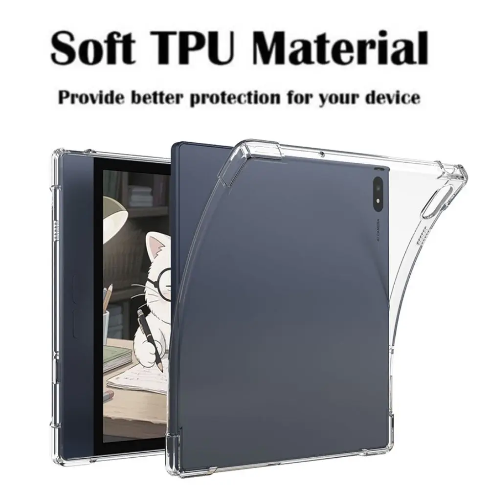 TPU Tablet Case with Pen Slot Transparent Back Cover Shockproof Anti-Scratch Protective Cover for Bigme B7 Pro/Bigme B7 7inch