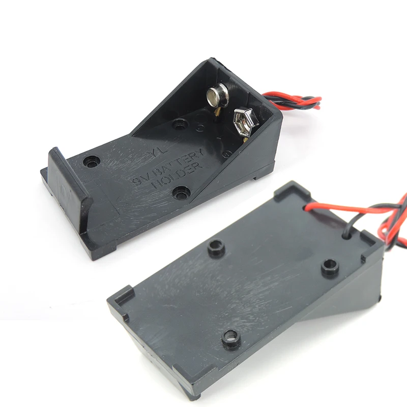 

black 9V Battery Clip Holder 9V Battery Case Box With Wire Leads DIY Single Slots w28
