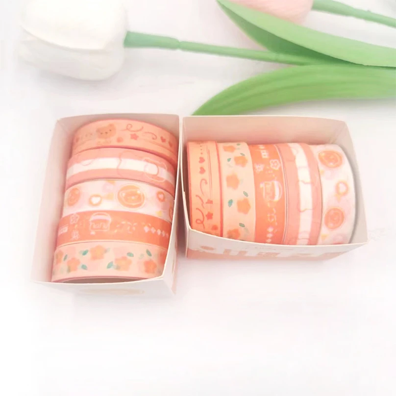 5Rolls Basic Washi Tapes Scrapbooking Masking Tape School Supplies Diary Washitape Kawaii Stationery Decorative Adhesive Tape