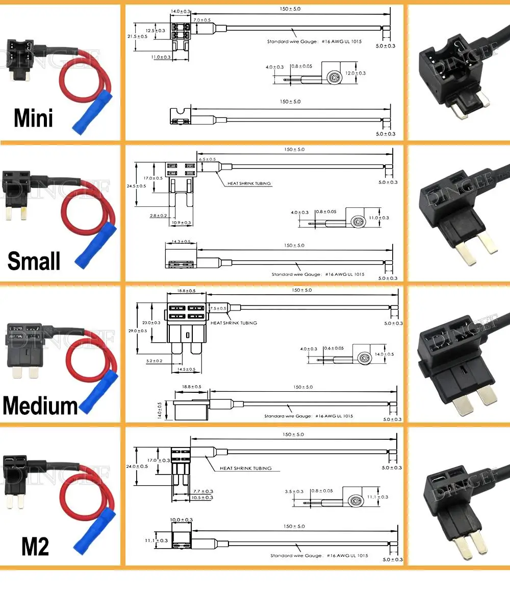 1Set 12V Mini Small Medium Size Car Fuse Holder Add-a-circuit TAP Adapter with ATM Blade Fuse Micro Mini 10A 5A 20A 25A 30A 40A