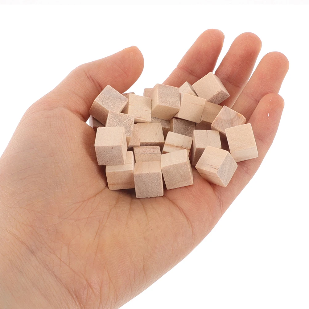 

300pcs Children's Solid Wood Blocks Pine Natural Unfinished Square Building Learning Creative Play Wooden Cubes for Painting