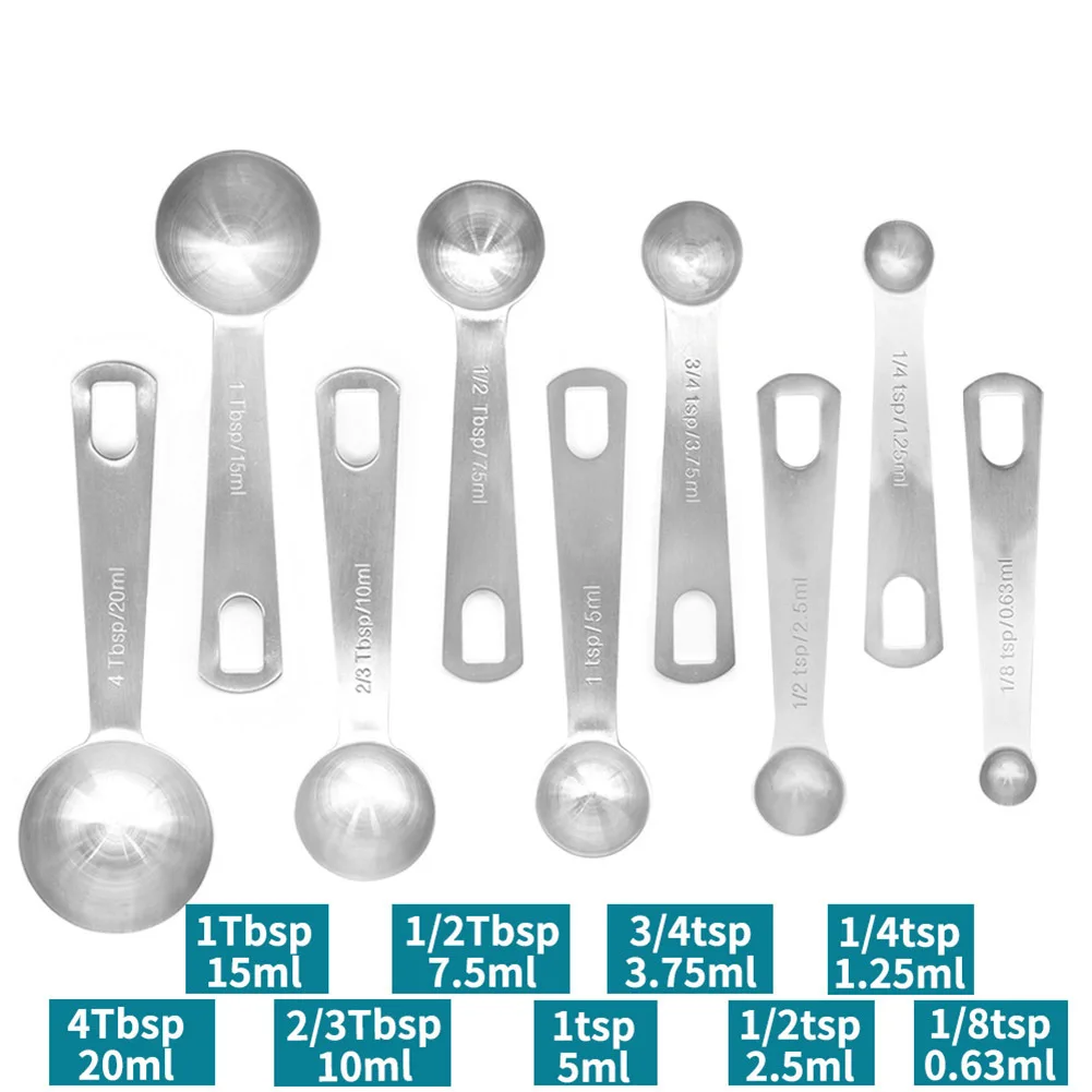 9-piece measuring spoon Stainless Steel Measuring Spoon Set Scoop for Baking Tea Coffee Kitchen Accessories