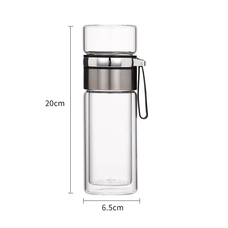 Glass Tea Infuser Bottle Double Wall,Tea Bottle Cup with Tea Infuser,Tea Bottle with Infusers for Loose Tea cup