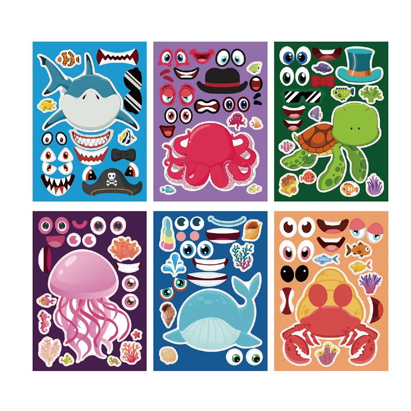 6 Sheets Farm Animals Assembled Sticker Set for Kids
