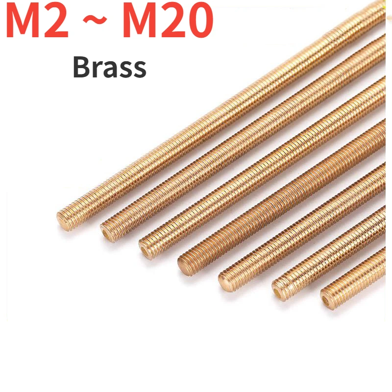 M2 M2.5 M3 M4 M5 M6 M8 M10 M12 M14 M16 M18 M20Brass Threaded Rods Studding Bolts Full Tooth Bar  Length200~500mm