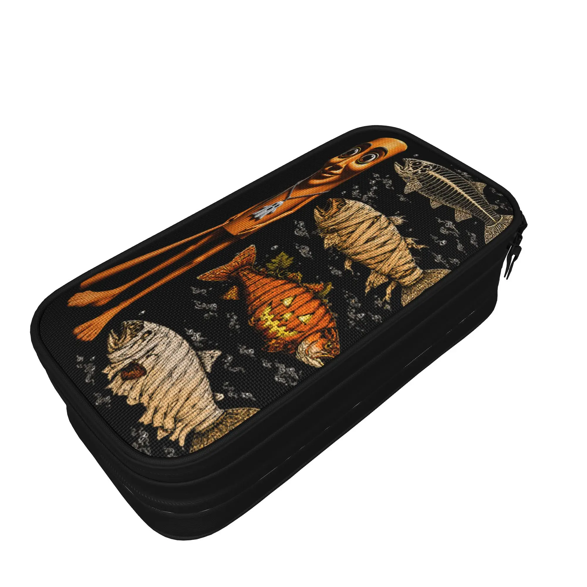 Tung Tung Tung Sahur Halloween Trout Ghost Pumpkin Skeleton Pencil Case Kids Cute Pencil Bag School Pencil Cases Stationery