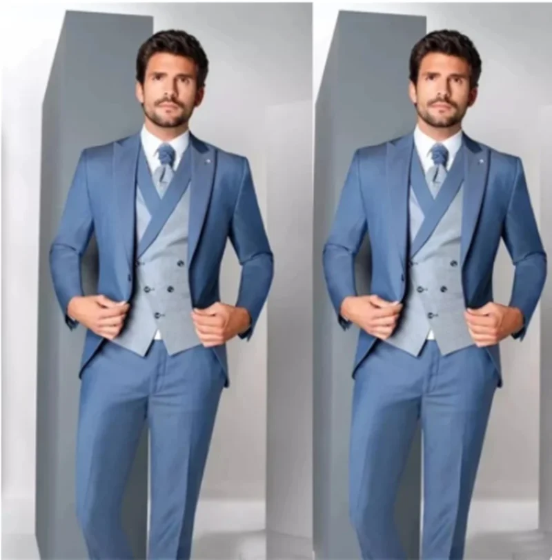 

Customized Men's Suit Peak Lapel Groom Tuxedos Jacket Blazers Halloween Costume Elegant For Luxury Man Suit's For Wedding 5110