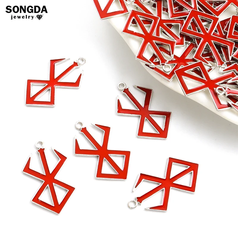 10pcs Anime Game Red Symbol Enamel Charms Cartoon Behelit Drip Oil Alloy Pendants for Making DIY Necklaces Cosplay Jewelry Gifts