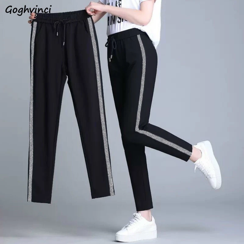 Pants Women Patchwork Leisure Ankle-length Lace-up Sporty 3XL Loose Korean Style Harem Trousers Streetwear Slim Chic Simple New