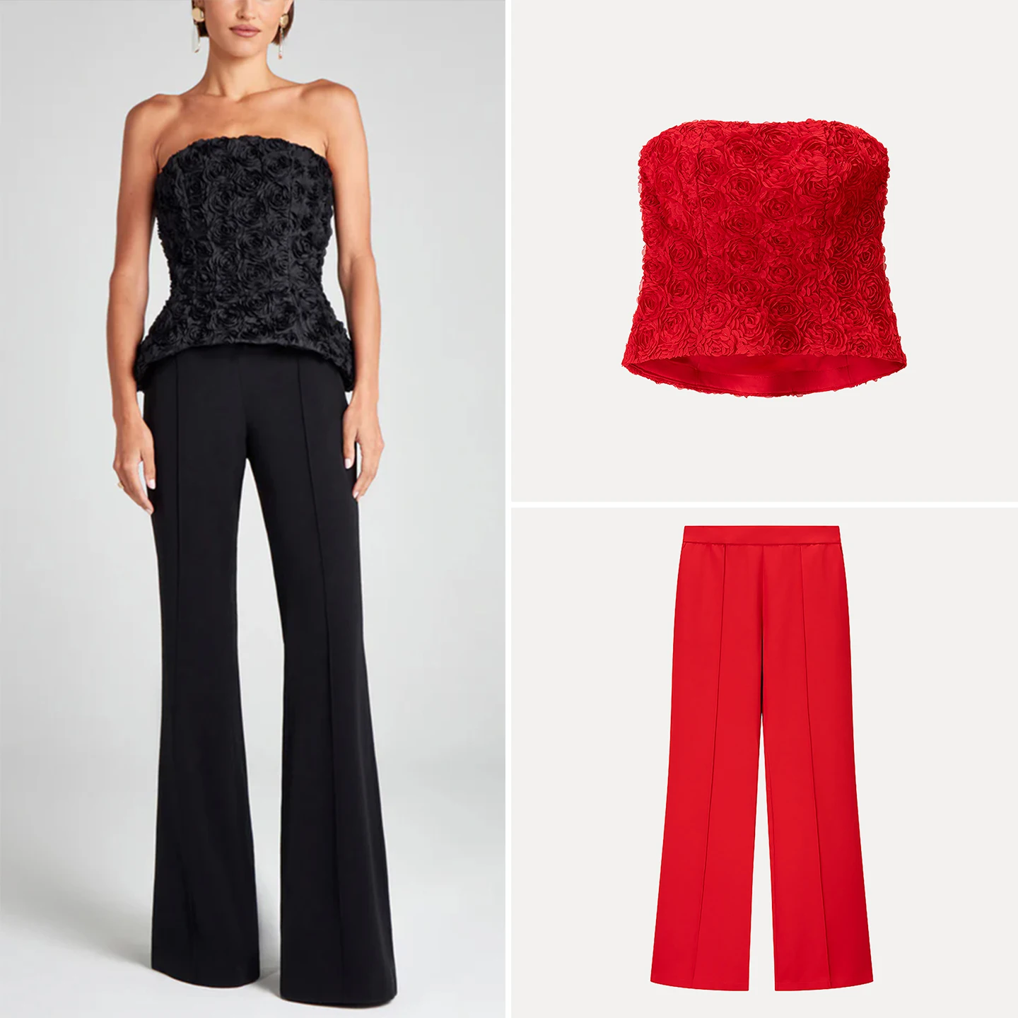 

Z 2025 летний новый женский комплект модных длинных брюк с драпировкой прямого кроя, формальные брюки в стиле вестерн, костюм из двух предметов из полиэстера...