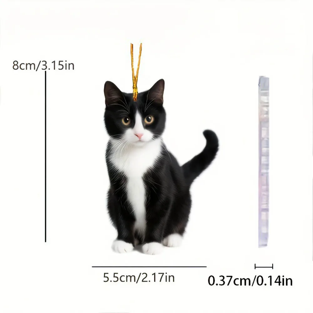 2025 Christmas Ball Cat Ornament 2D Acrylic Funny Cat Ornaments Christmas Tree Cat Hanging Decorations Home Party Xmas Decor