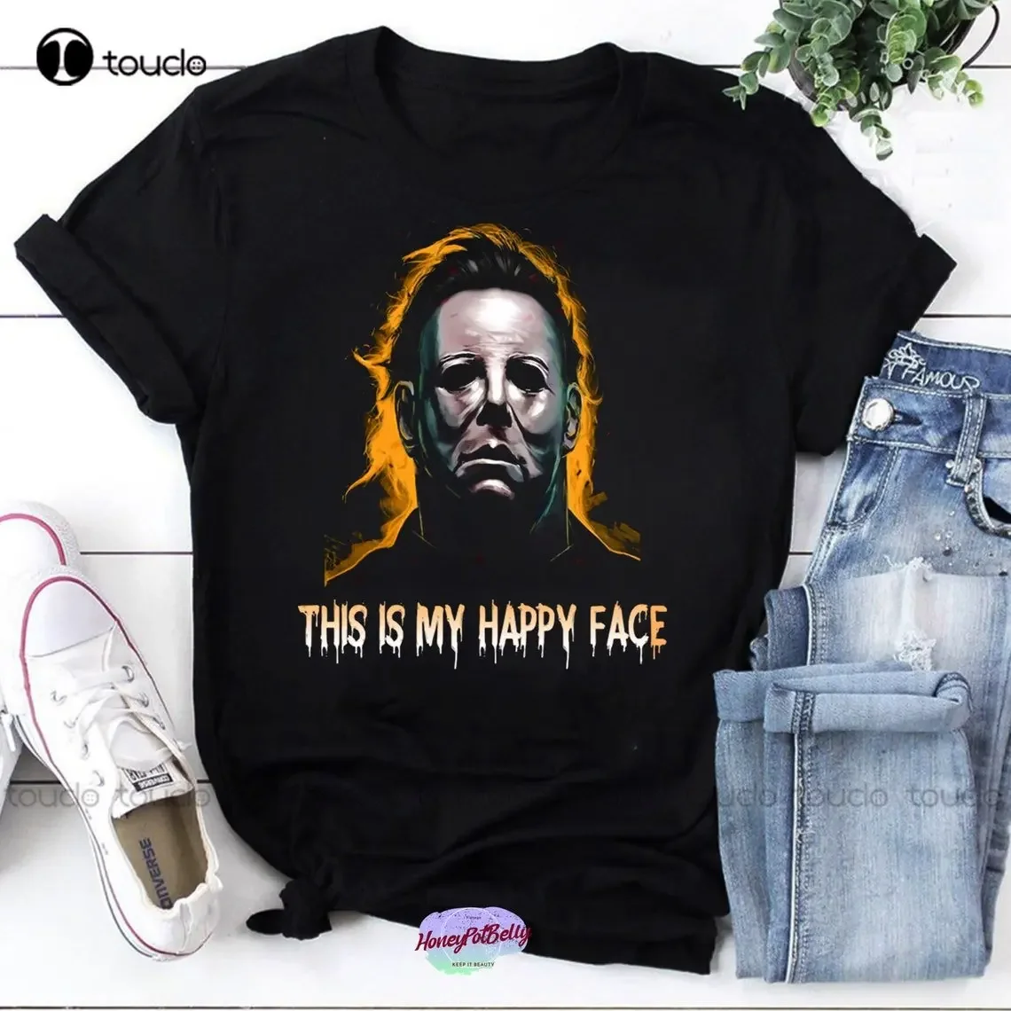 

Michael Myers This Is My Happy Face Halloween Funny Shirt Halloween Shirt Mens Compression Shirt Xs-5Xl Custom Gift Unisex