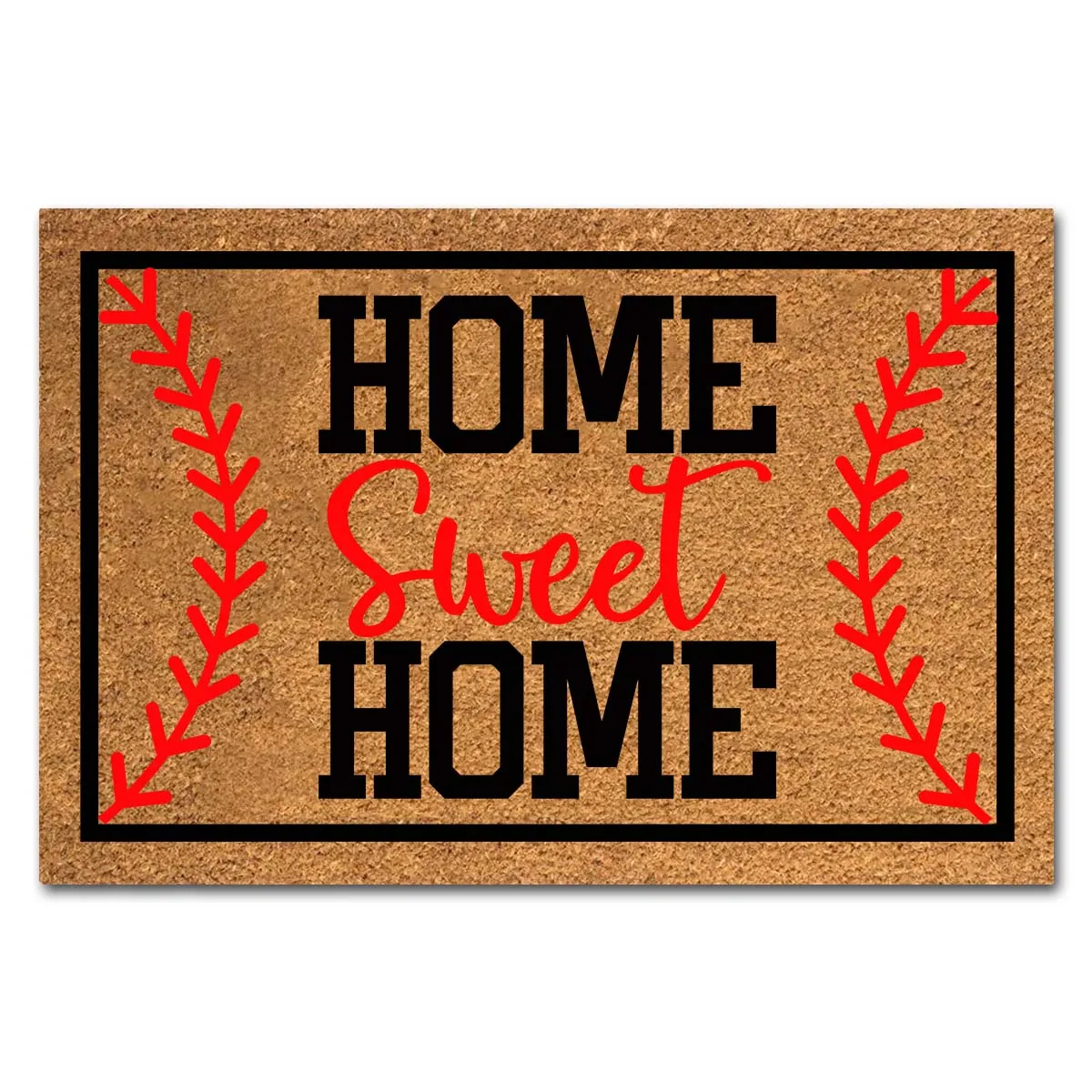 Funny Coir Doormat Home Sweet Home Baseball Front Door Mat Entryway Outdoor Mat with Heavy Duty orch Welcome Mats 23.6 x 15.7 In