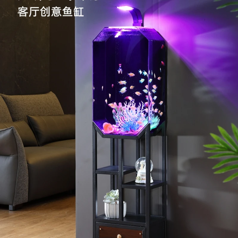 

New Creative Trending Fish Tank Ecological Floor Living Room Fish Tank Small Fish Globe round Aquarium