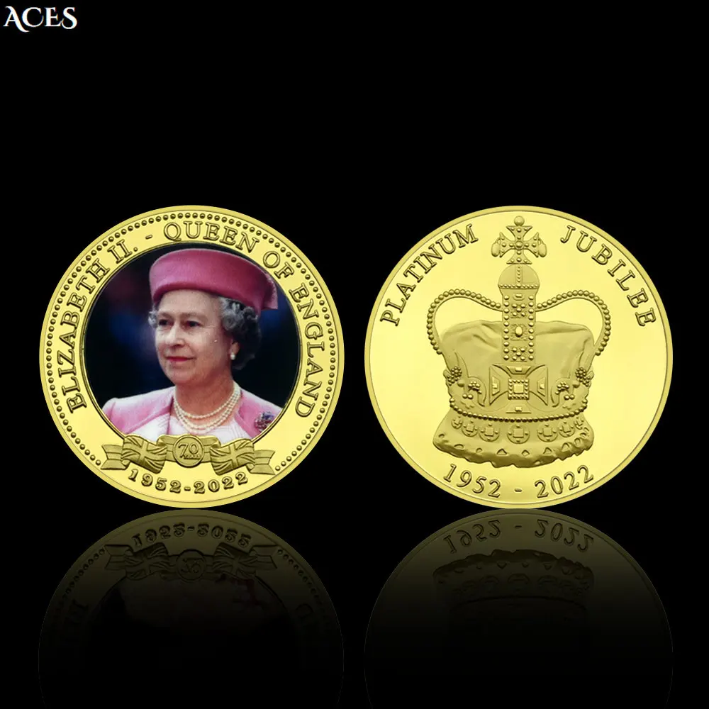 Elizabeth II Commemorative Coin Queen of England GOLD Coin Collectibles In Capsule The Great People Souvenir Festival Gift