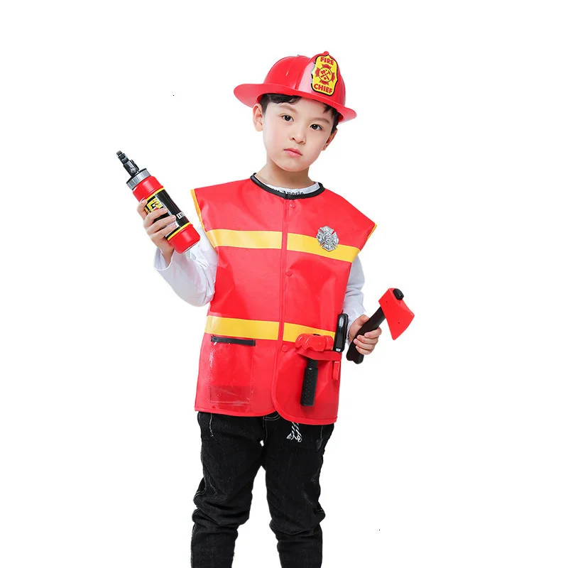 Fireman Sam Cosplay Carnival Halloween Costume for Kids Boy Girl Party Work Wear Uniform Accessories Christmas Firefighter