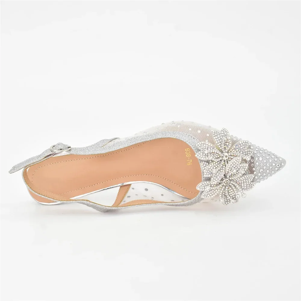 Ultime scarpe da sposa da donna africane Scarpe da sposa Sposa Scarpe da festa da donna italiane con strass Tacchi alti da donna a punta