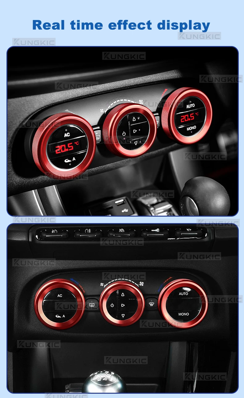Aluminiumlegierung für SEAT Leon MK3 2013 2014 2015 2016 2017 2018 2019 Auto Mittelkonsole Luftreglerknopf Ring Innenabdeckung – Detail 7