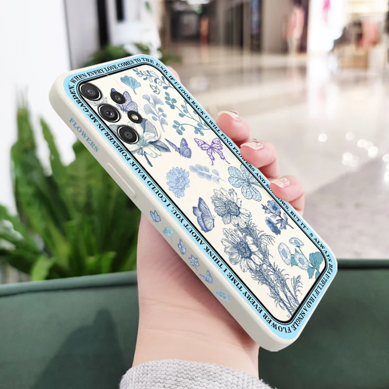 Vintage Flowers Case For Samsung A54 A34 A24 A14 A73 A53 A33 A23 A13 A03S A52 A52S A72 A32 A22 A15 A25 A35 A55 A04S A04 4G 5G