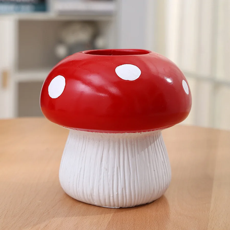 Cute Mushroom Resin Vase- Creative Living Room Flower Arrangement & Bookshelf Ornament for Home