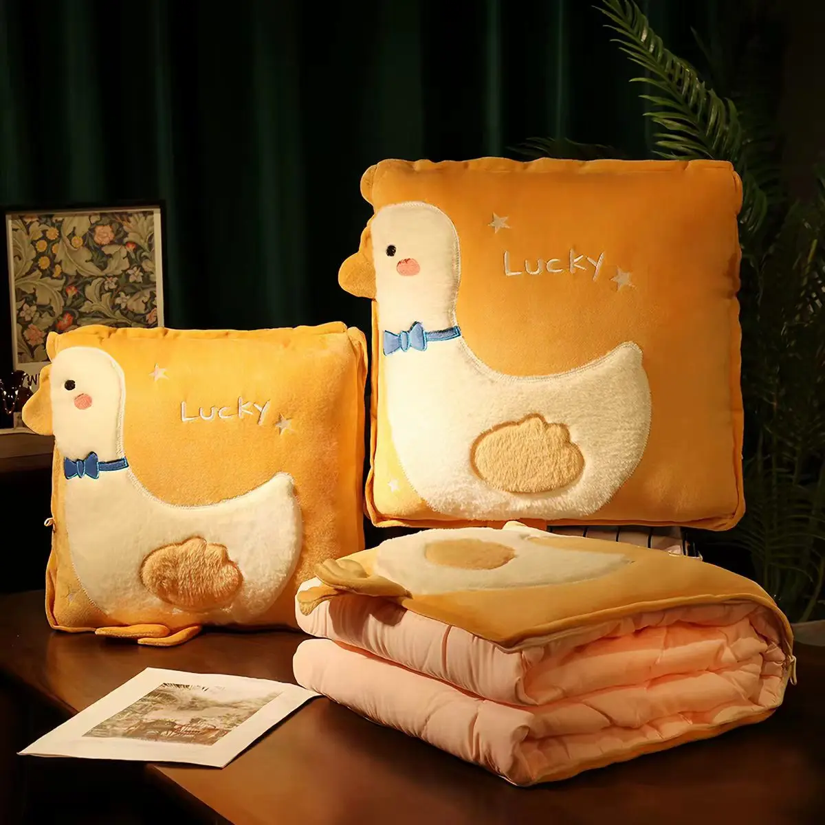 Pillow and Quilt Dual purpose 2-in-1 Multi functional Sofa Pillow Office Cushion Car Pillow Thickened Drawing Customization
